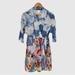 Anthropologie Dresses | Antropologie E By Eloise Silk Wrap Floral Print Short Dress Xs | Color: Blue/Silver | Size: Xs