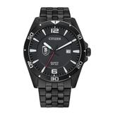 Men's Bentley Falcons Citizen Quartz Black-Tone Stainless Steel Watch