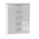 Buxton Tall Chest of Drawers White & Grey 5 Drawers