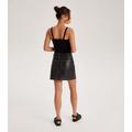 Urban Bliss Black Leather-Look Contrast Stitch Mini Skirt New Look