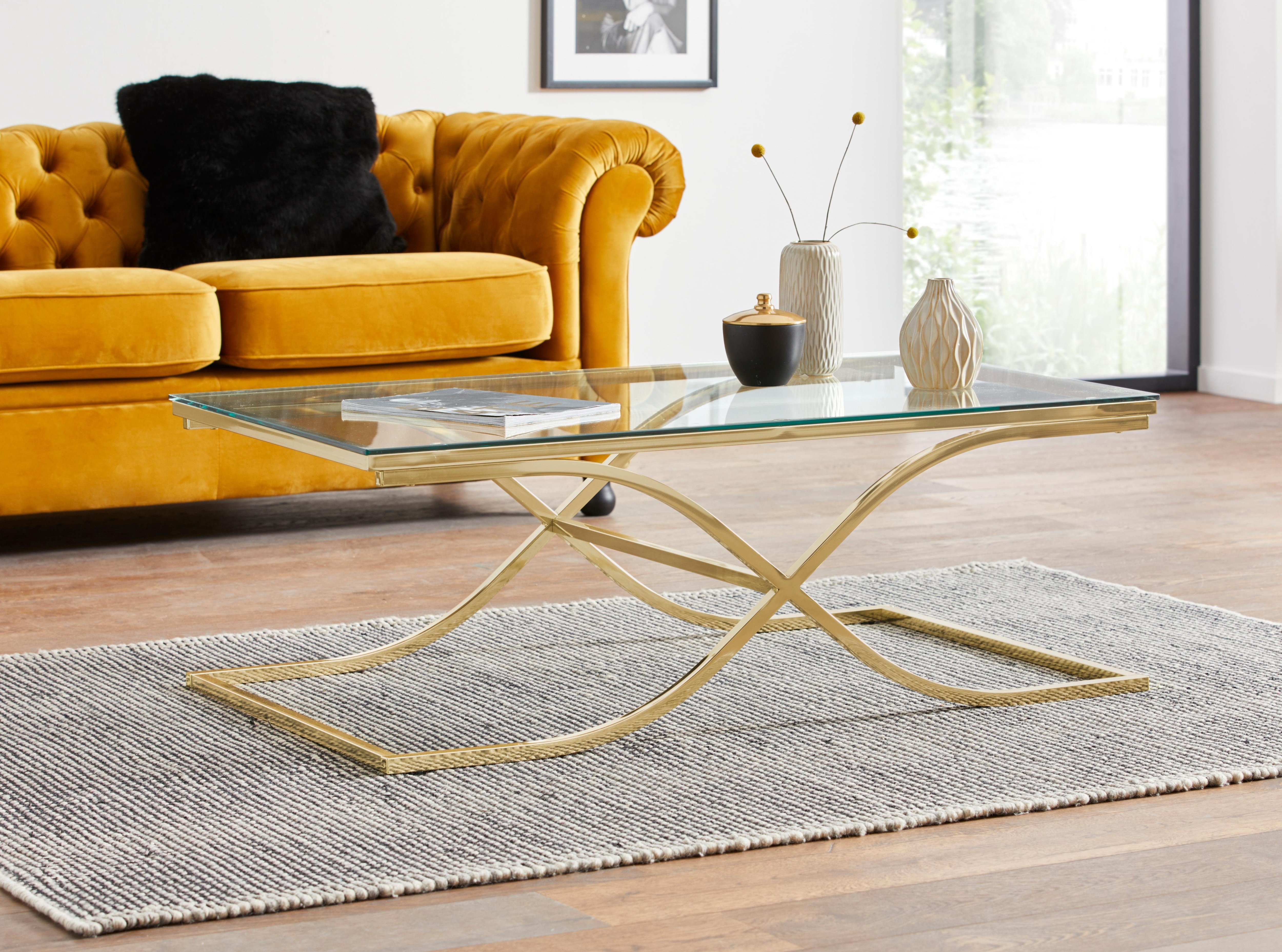 Couchtisch HOME AFFAIRE "TOPSELLER", gold, B:120cm H:42cm T:70cm, Tische, Maße (B/T/H): (120/70/42), Gestell in Gold-Optik