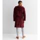 Men's Burgundy Faux Fur Hooded Dressing Gown New Look