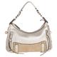 Versace Gold/Beige Leather and Suede Studded Hobo, Gold