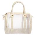 Fendi White Zucca Mesh and Coated Canvas Bauletto Boston Bag, White