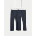 M&S Boys 2-Pack Skinny Leg School Trousers (2-18 Yrs) - 7-8 Y - Navy, Navy,Grey,Charcoal,Black