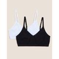 M&S Girls 2pk Seamfree Cropped Tops (9-16 Yrs) - 9-11Y - Black/White, Black/White