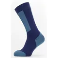 SealSkinz Waterproof Cold Weather Mid Length Sock with Hydrostop Navy Blue/Red