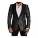 Dolce & Gabbana , Gray Metallic Black Slim Tuxedo Blazer ,Gray male, Sizes: M