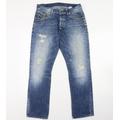 gstar Mens Blue Cotton Straight Jeans Size 32 L30 in Regular Button