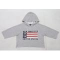 New Look Girls Grey Jersey Pullover Hoodie Size 12-13 Years - New Yourk, USA Flag. Cropped