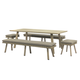 4 Seater Wood Effect Aluminium Dining Set with Benches