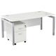 Home Office Desks - Karbon K4 Rectangular Bench Desks 1400W with 2 Drawer Under Desk Mobile with Silver legs - Delivery