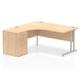 Impulse 1600 Left Crescent Desk Maple Cantilever Leg + Desk High Ped