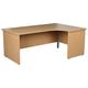 Office Desks - Karbon K2 Ergonomic Panel End Office Desks 1800W with Right Hand desk return in Oak - Delivery