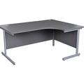 Office Desks - Karbon K3 Ergonomic Deluxe Cantilever Desk 1400W with right hand desk return in Grey with White cantilever legs - Delivery