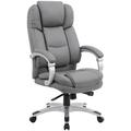 Leather Office Chair - Aston Synchronous Manager Chair in Grey Bonded Leather - Delivered Flat Packed