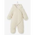 Padded Pramsuit, Plush Look, for Babies camel