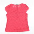 George Womens Pink Lace Basic T-Shirt Size 12