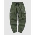 Mens Techwear Letter Print Cargo Ninth Pants 2xl Army green