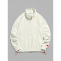 Mens ZAFUL Toggle Drawstring Polar Fleece Fluffy Mock Neck Sweatshirt L White