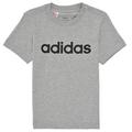 adidas YB E LIN TEE boys's Children's T shirt in Grey. Sizes available:3 / 4 years,6 / 7 years,8 / 9 ans