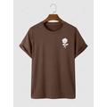 Short Sleeve Rose Print T-shirt L Deep coffee