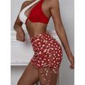 Women Beach ZAFUL Ribbed Ditsy Print Cinched Ruched Beach Skirt L Red