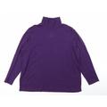 lands end Womens Purple Cotton Basic T-Shirt Size 24 Collared - size 24-26