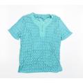 Preworn Womens Blue Floral Basic T-Shirt Size 3XL