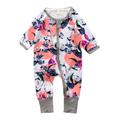 Oriental Flowers - White and Grey Zippy Baby Sleepsuit | Style My Kid, 12-18M