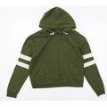 New Look Girls Green Striped Jersey Pullover Hoodie Size 12-13 Years