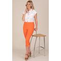 Cropped Pull On Stretch Trousers - ORANGE - 18