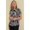 Anna Rose Textured Floral Print Top - BLACK/SOFT/PINK - XXL