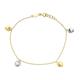9ct Gold Two Colour Heart Charm Bracelet - 7.5in - G6459