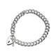 Silver Curb Bracelet With Heart Padlock - 7in - F1808