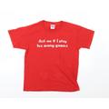 Gildan Boys Red Jersey Basic T-Shirt Size M - Gaming
