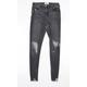 Miss Selfridge Womens Grey Cotton Skinny Jeans Size 8 L26 in Regular Zip