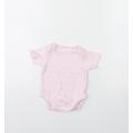Preworn Girls Pink Cotton Babygrow One-Piece Size 6-9 Months Button