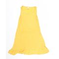 ICHI Womens Yellow Viscose Tank Dress Size 10 Round Neck