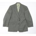 GURTEEN Mens Green Houndstooth Wool Jacket Suit Jacket Size 44