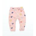 M&S Baby Pink Geometric Cotton Sweatpants Trousers Size 12-18 Months - Hearts