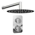 300mm Twin Thermostatic Shower Valve with Slimline Wall concealed Shower Sets and Round Single Function - Chrome