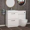 1100mm Gloss White 2 Drawer Furniture Pack with Minimalist Basin & Slim Abacus Back to Wall Toilet