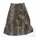 Missi London Womens Beige Animal Print Wrap Skirt Size 8 - Leopard print