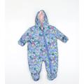 Marks and Spencer Baby Blue Floral Jacket Size 0-3 Months - one piece with mittens