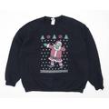 Gildan Mens Size 2XL Cotton Blend Graphic Black Christmas Santa Claus Dab Sweatshirt