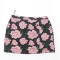 Miss Selfridge Womens Pink Floral Polyester Straight & Pencil Skirt Size 14 Zip