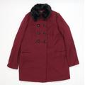 NEXT Womens Purple Overcoat Coat Size 12 - Faux fur Collar