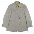 MANSIZE Mens Green Houndstooth Wool Jacket Suit Jacket Size 48