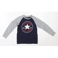 Converse Boys Blue Cotton Basic T-Shirt Size 6 Years Crew Neck Pullover